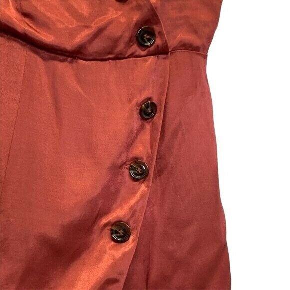 Pacsun LA Hearts copper satin asymmetrical button wrap romper coral jumpsuit XS - Picture 13 of 13